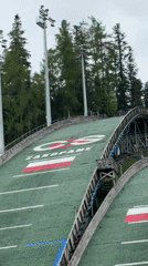 Ski jumper performs jump at Zakopane facility in Poland