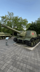 Visitor documents Soviet military memorial park in Krasnodar, Russia