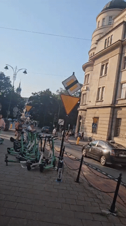 Street life and historic landmarks in central Krakow
