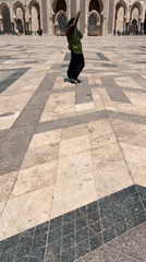 Visitors explore Hassan II Mosque plaza in Casablanca