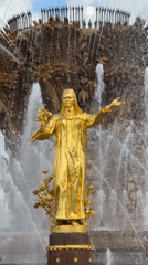 Spring day visitors document Moscow's fountains, flowers, and festivities