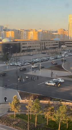 Daytime intersection footage captured in Astana, Kazakhstan