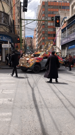 Military parade and ceremony held at government building in La Paz