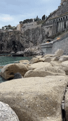 Coastal scenery documented along Taormina cliffs, Italy