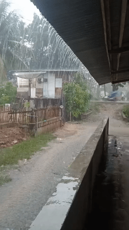 Heavy rainfall documented in rural Aluebuket, Indonesia