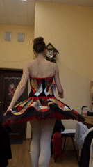 Ballet performance captured from backstage to center stage