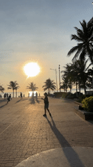 Evening sunset activity captured on Nha Trang seaside walkway