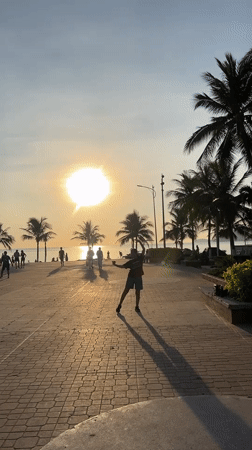 Evening sunset activity captured on Nha Trang seaside walkway