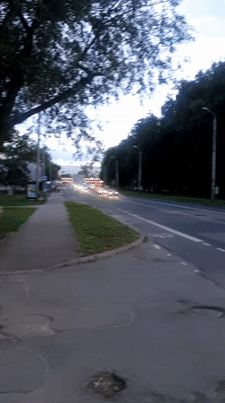 Moving through Riga's urban streets on a summer evening