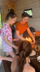 Birthday celebration with letter candles captured in Izhevsk, Russia