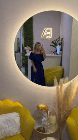 Woman takes mirror selfies during salon visit in Budva