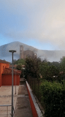 Quiet morning in Sant Joan les Fonts, fog lifting over the Garrotxa