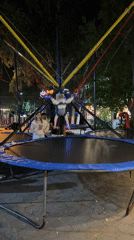 A busy night at Karaganda's lit-up outdoor amusement park