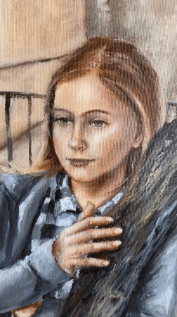 Artist's paintings documented in Bílina studio including portraits, landscapes