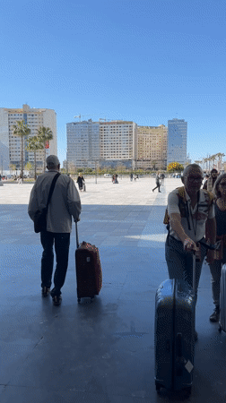 Traveler journeys from airport to high-speed rail in Tanger