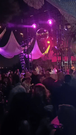 Nighttime outdoor party event documented in Burgas, Bulgaria