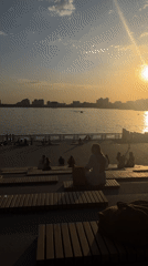 Sunset draws crowds to Kazan waterfront viewing areas