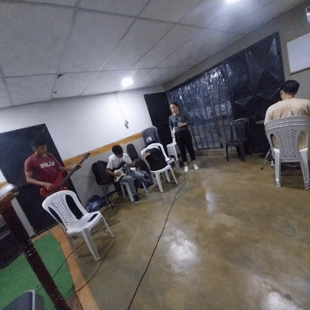 Band rehearses in practice room in Tinaquillo, Venezuela