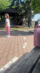 Girl enjoys afternoon park activities in Resen, Bulgaria