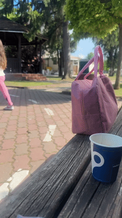 Girl enjoys afternoon park activities in Resen, Bulgaria