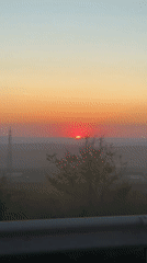 Sunset captured from moving vehicle in Arnavutköy, Turkey