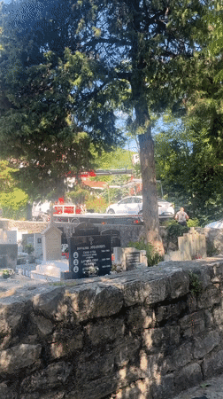 Car removed by crane from Montenegro cemetery