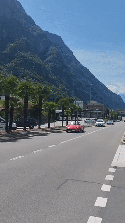 Morning scenes from Biasca: homes, classic cars, cat