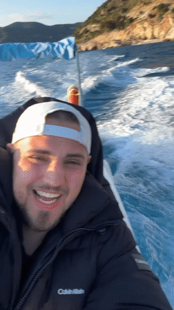 Tourist captures selfie video during boat ride in Fethiye