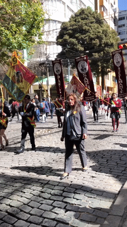 Student parade with drum line marches through La Paz streets