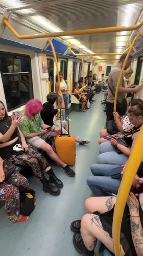 Madrid subway passengers captured on evening commute