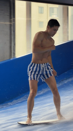 Indoor surf simulator session at a Jing'an wave pool