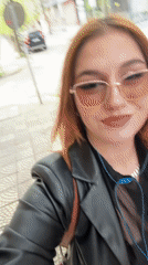Woman spotted near scissors sculpture in Varna, Bulgaria