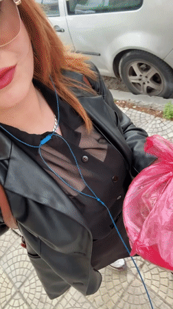Woman spotted near scissors sculpture in Varna, Bulgaria