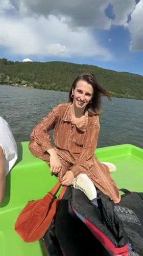 Recreational paddle boating captured on Lake Pancharevo, Bulgaria