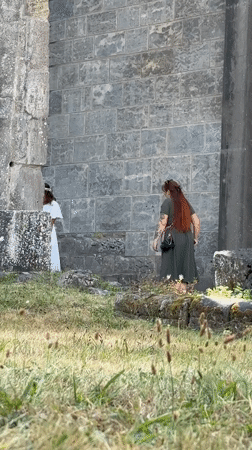 Wedding day at Walkenried Abbey ruins, summer morning