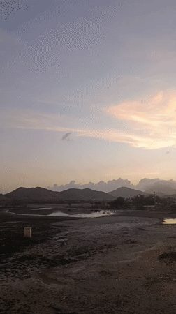 Sunset coastal scene observed in Juan Griego, Venezuela