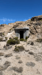 Concrete hillside structure documented near Putre, Chile