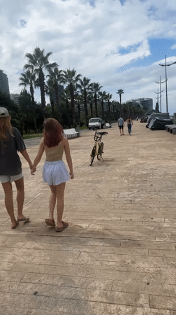 Casual morning at Batumi's palm-lined seaside boulevard