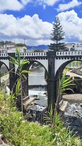 Historic stone bridge documented in Ribeira Grande, Portugal