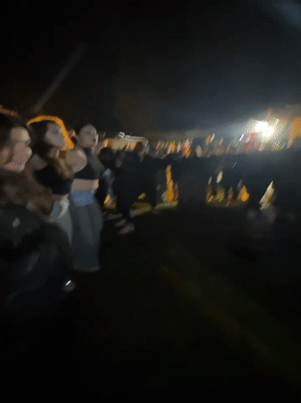 Nighttime dancing gathering captured in Pylaia, Greece