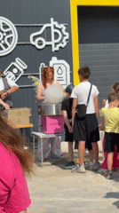 Community event with cotton candy vendor in Chaikovsky, Russia