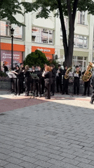 Street parade with inflatable puppets and musicians in Plovdiv