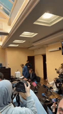 Indoor gathering captured on video in Kyiv conference room