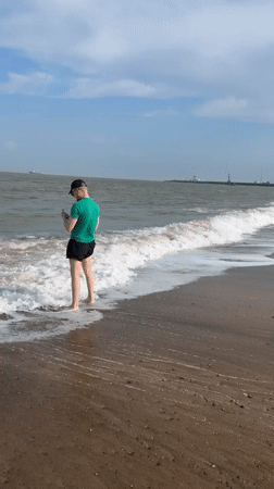 Lazy afternoon in the shallows at Great Yarmouth beach