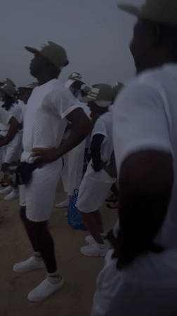 Uniformed group performs coordinated movements in Maiduguri Nigeria