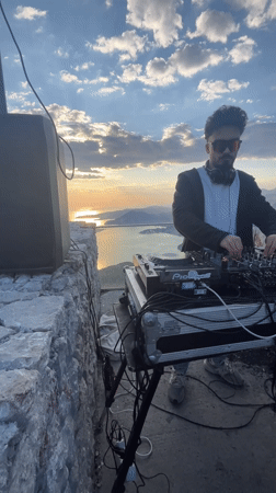 DJ performs sunset set on Montenegro clifftop