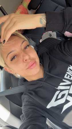 Woman rests in back seat of car in Plovdiv