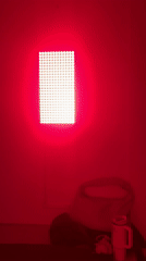 Red light therapy session documented in Los Angeles room