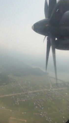 Small aircraft aerial view captured during flight operations near Pokhara