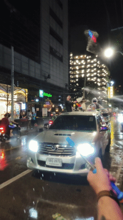 Songkran water festival celebrations observed in Bangkok streets